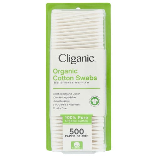 CLIGANIC: Swabs Cotton Organic 500 ct (Pack of 5) - Beauty & Body Care > Skin Care - CLIGANIC