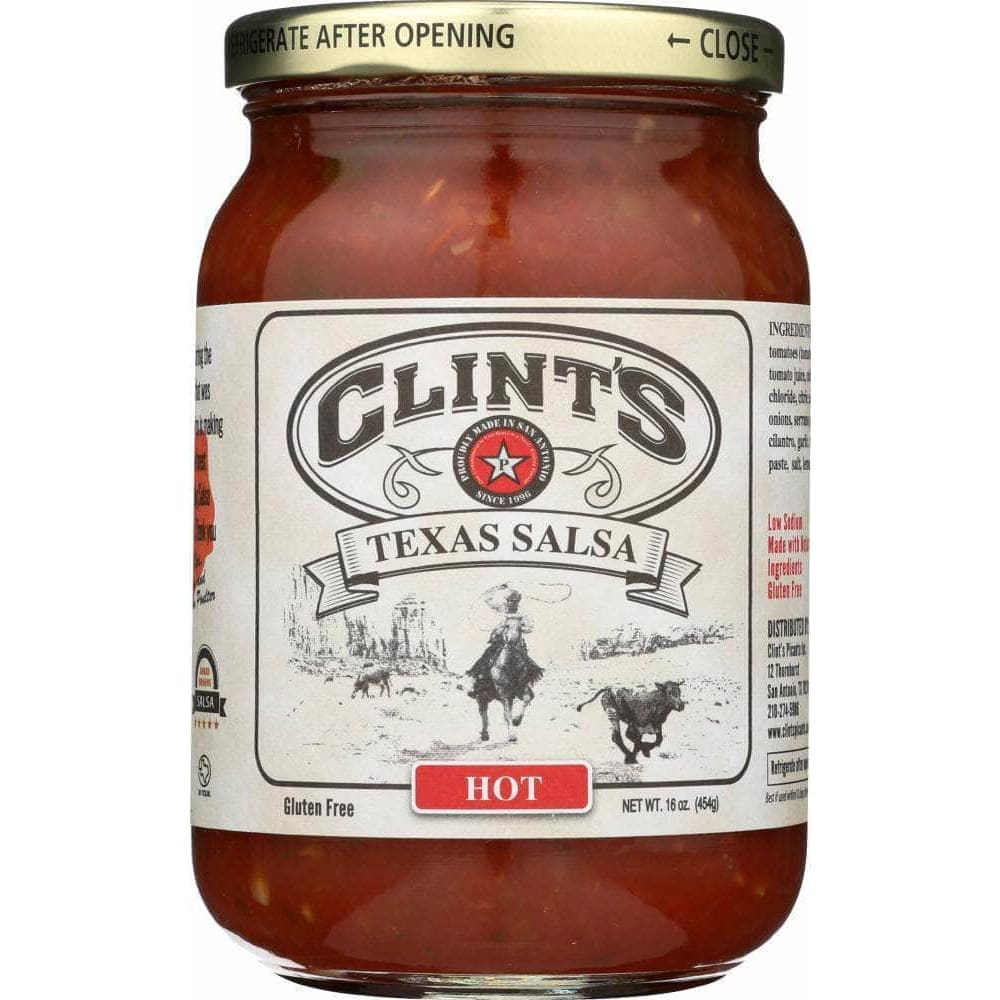 Clints Clint's Texas Salsa Hot, 16 oz