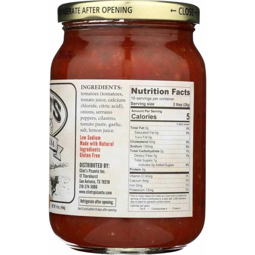 Clints Clint's Texas Salsa Medium, 16 oz