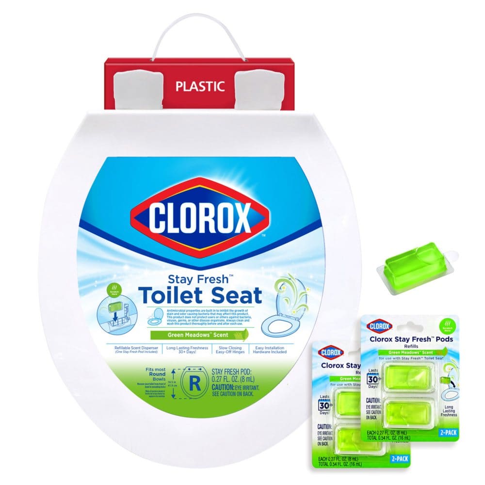Clorox Antimicrobial Round Stay Fresh Scented Plastic Toilet Seat Value Pack - Toilets - ShelHealth