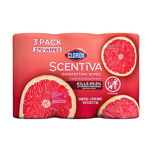 Clorox Scentiva Bleach Free Cleaning Wipes 3 pk/90 ct. - Tahitian Grapefruit Splash - Home/Seasonal/Thanksgiving/Thanksgiving Party Supplies