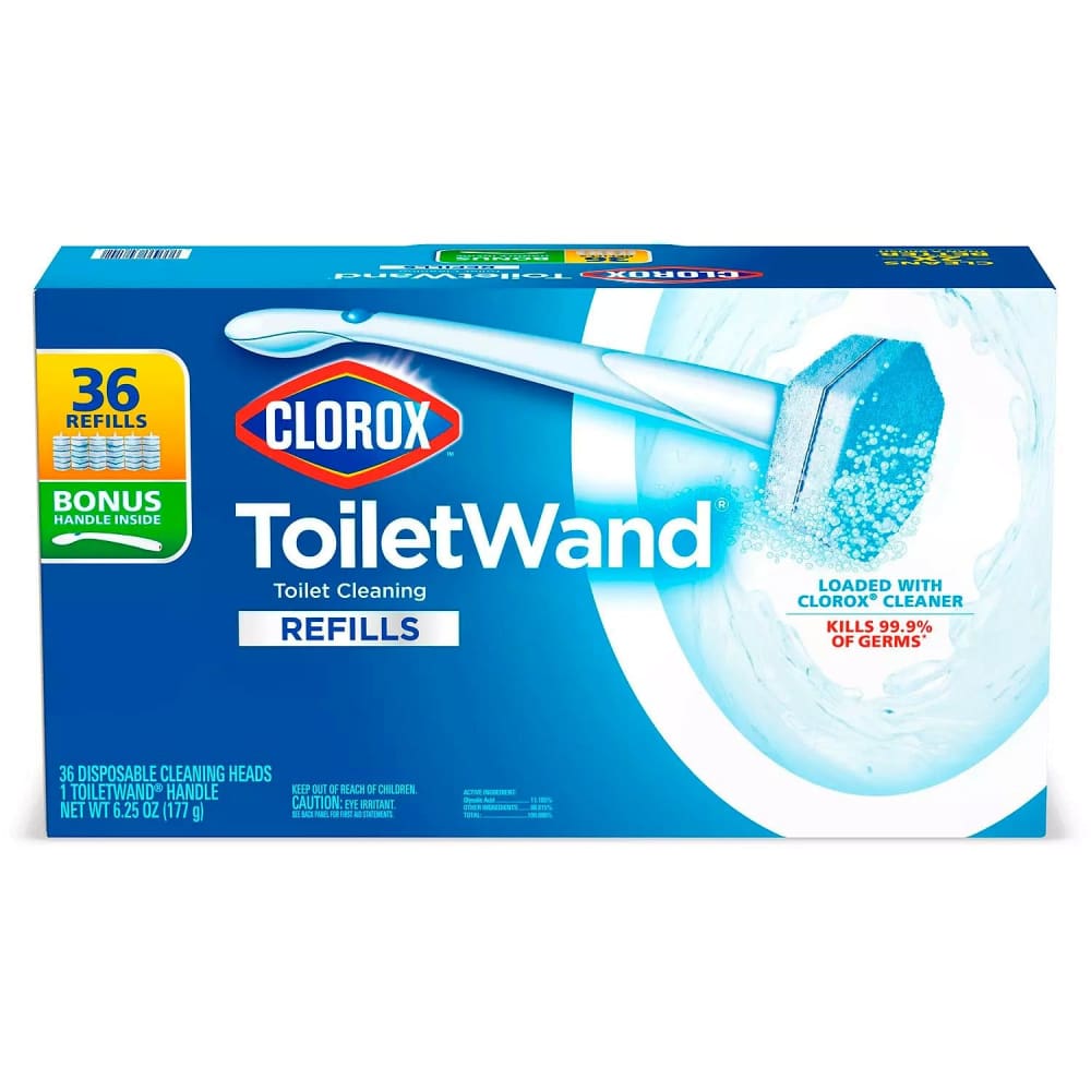 Clorox ToiletWand Disposable Toilet Cleaning System - 1 ToiletWand Handle + 36 Disinfecting Refill Heads - Bathroom Cleaner - Clorox
