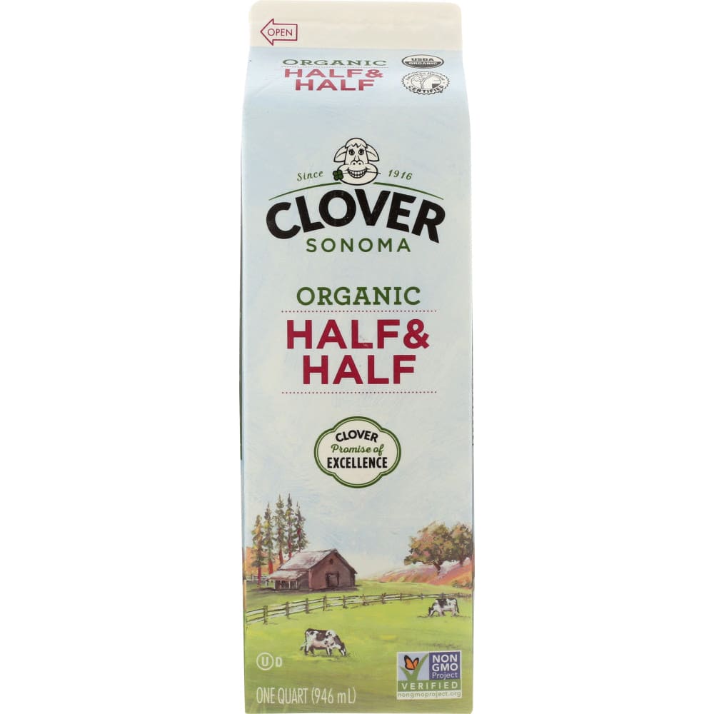 CLOVER SONOMA Half and Half Organic, 32 oz (Case of 4) ShelHealth