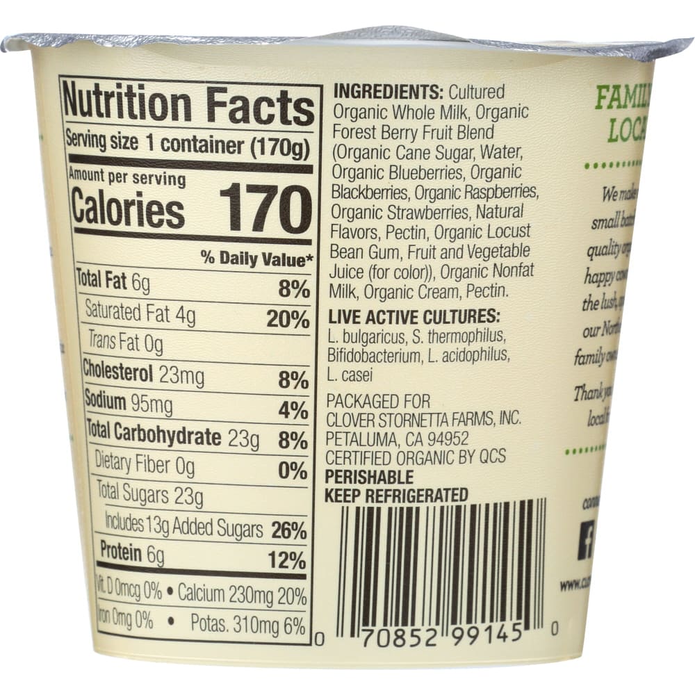 CLOVER SONOMA: Organic Cream On Top Forest Berry Yogurt 6 oz - Grocery > Refrigerated - CLOVER SONOMA