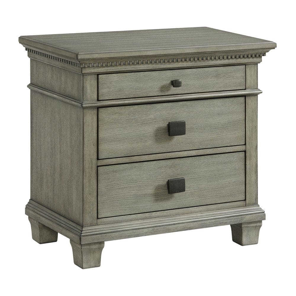 Clovis 3- Drawer Acacia And Manufactured Wood Nightstand With USB Grey - Traditional - Clovis