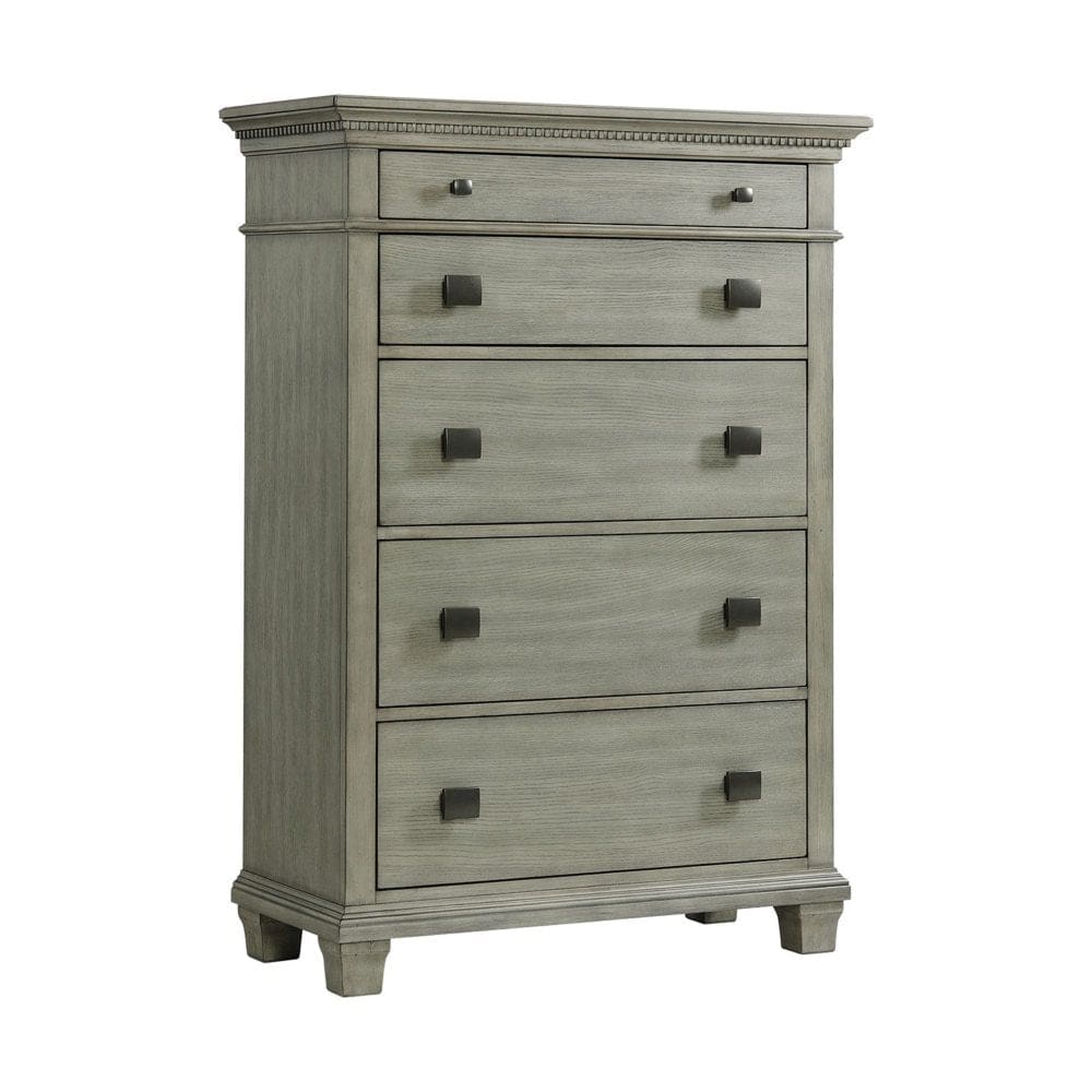 Clovis 5-Drawer Acacia And Manufactured Wood Chest Grey - Chests - Clovis