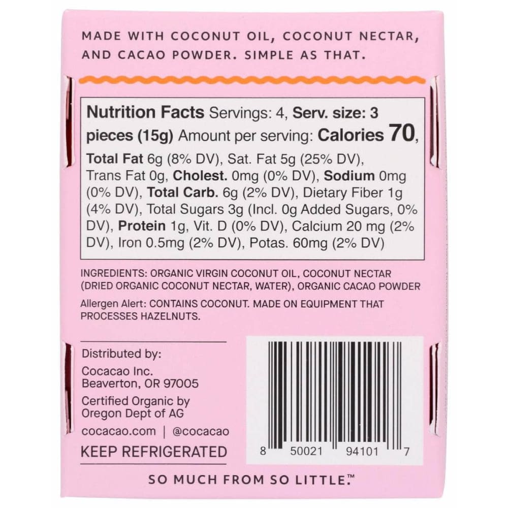 COCACAO Grocery > Chocolate, Desserts and Sweets > Chocolate COCACAO Bar Original, 2.1 oz