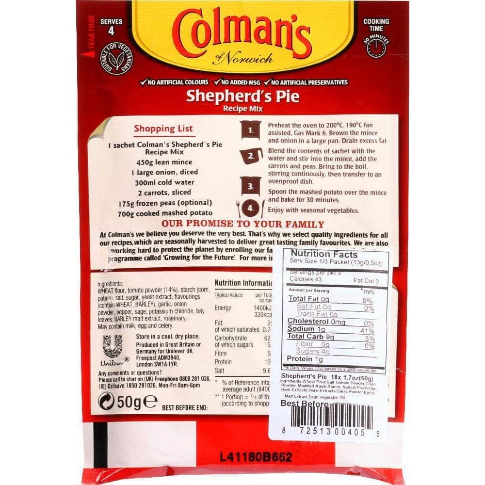 Colmans Colemans Mix Seasoning Sheperds Pie, 1.75 oz
