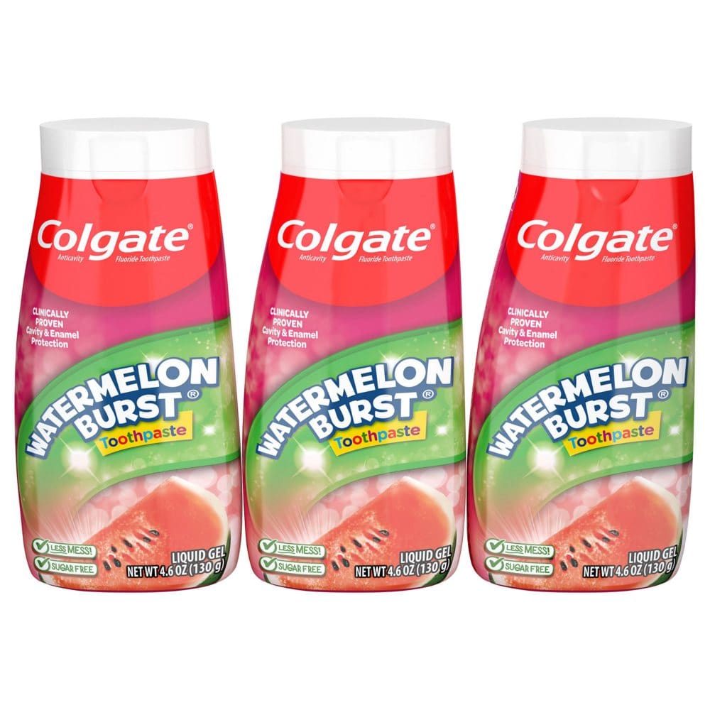 Colgate 2-in-1 Anticavity Kids’ Gel Toothpaste with Fluoride Watermelon Burst (4.6 oz. 3 pk.) - Oral Care - Colgate 2-in-1