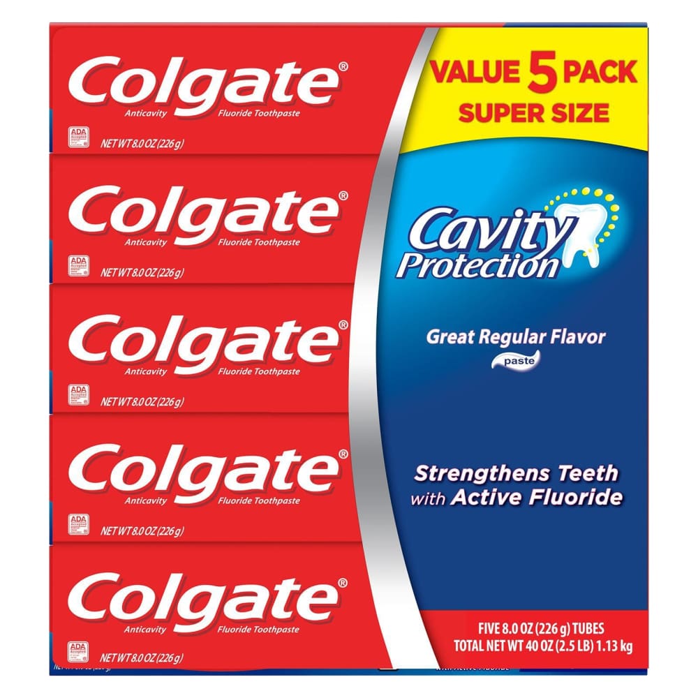 Colgate Cavity Protection Toothpaste with Fluoride 5 pk./8 oz. - Regular Flavor - Colgate