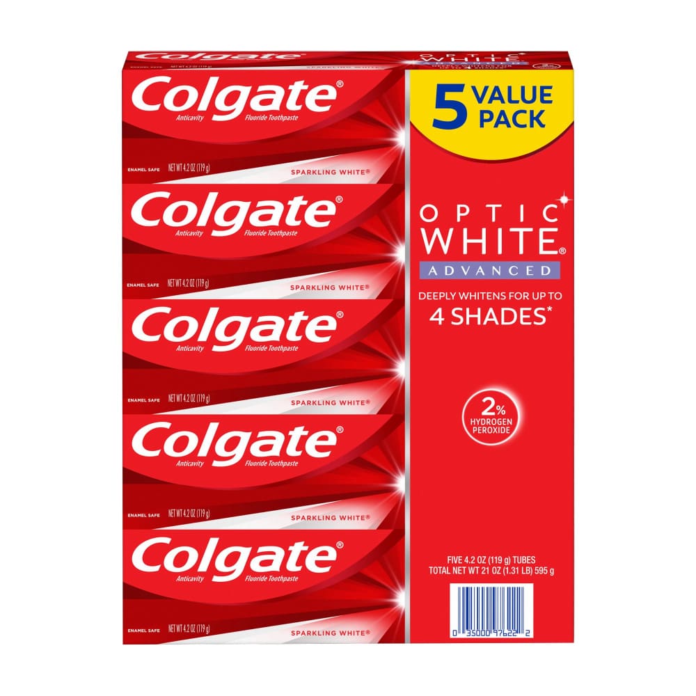 Colgate Optic White Advanced Teeth Whitening Toothpaste 5 pk./4.2 oz. - Colgate