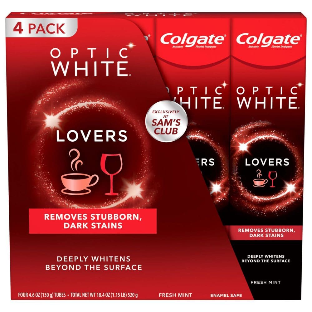 Colgate Optic White Coffee & Wine Lovers Whitening Toothpaste (4.6 oz. 4 pk.) - Oral Care Instant Savings - ShelHealth