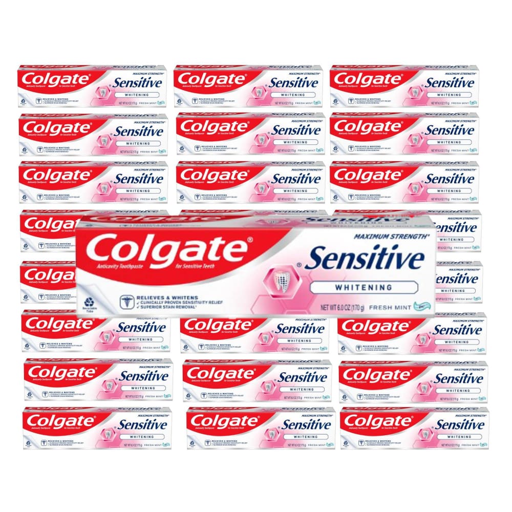 Colgate Sensitive Toothpaste Maximum Strength with Whitening 6 oz - Fresh Mint Gel- 24 pack - Toothpaste - Colgate