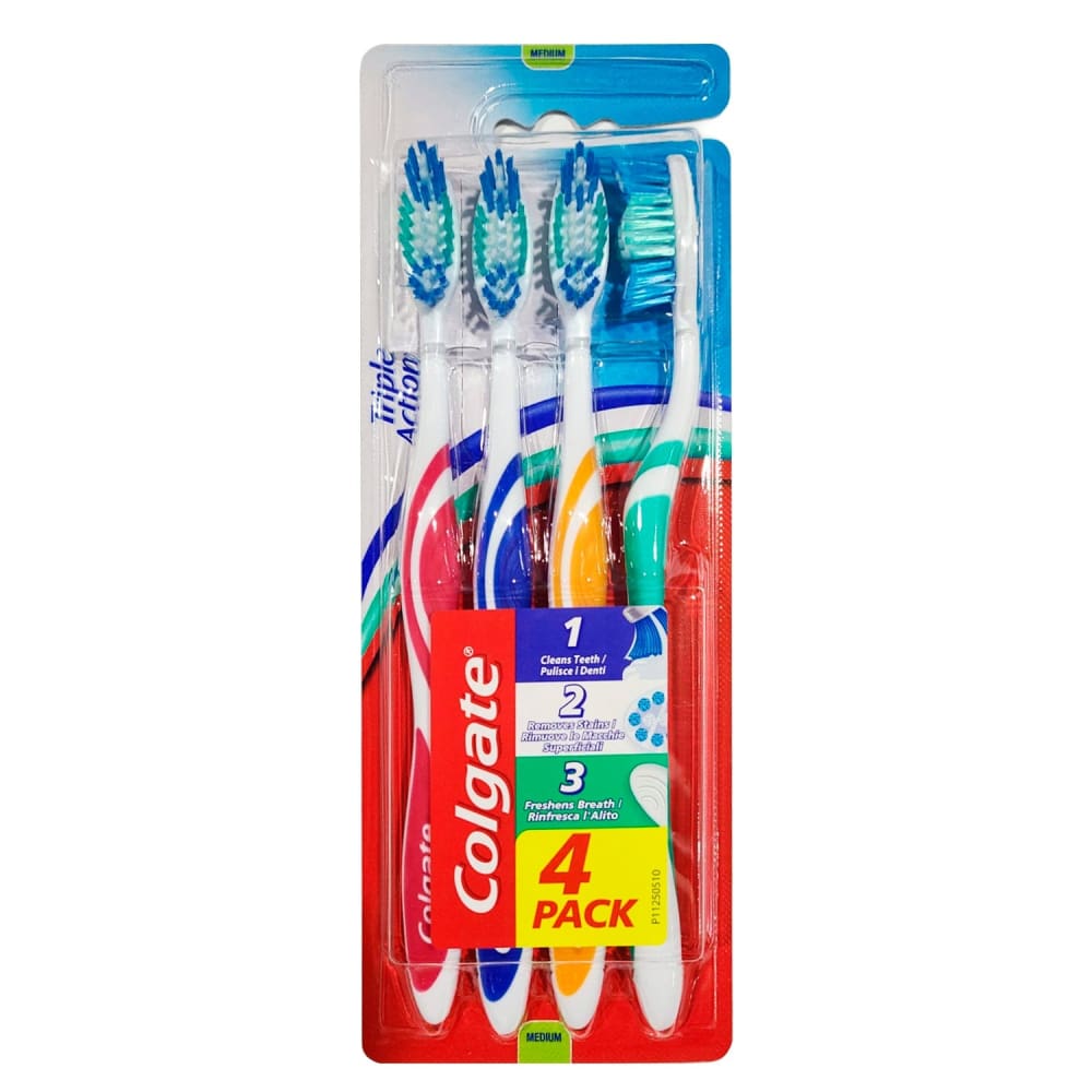 Colgate Toothbrush Triple Action Medium - 4 ct - Toothbrushes - Colgate