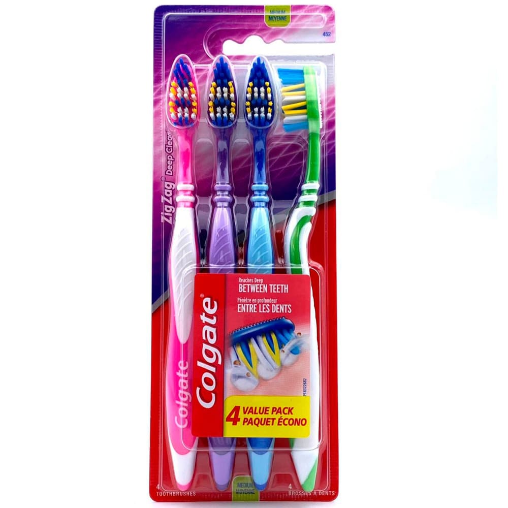 Colgate Toothbrush Zig Zag Deep Clean Medium Value Pack - 4 Count - Toothbrushes - Colgate