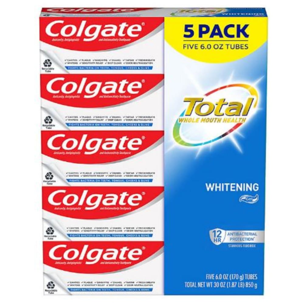 Colgate Total Whitening Gel Toothpaste - 6.0 oz - 5 Pack - Toothpaste - Colgate