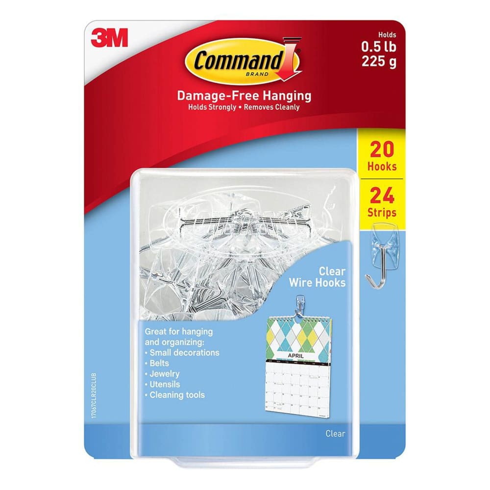 Command Small Wire Hooks 20 ct. - Clear - Command