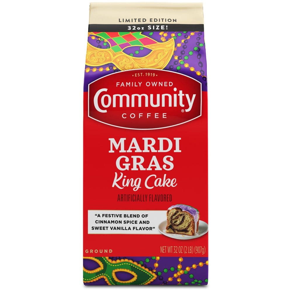 Community Coffee Ground Coffee Mardi Gras King Cake (32 oz.) - New Items - ShelHealth