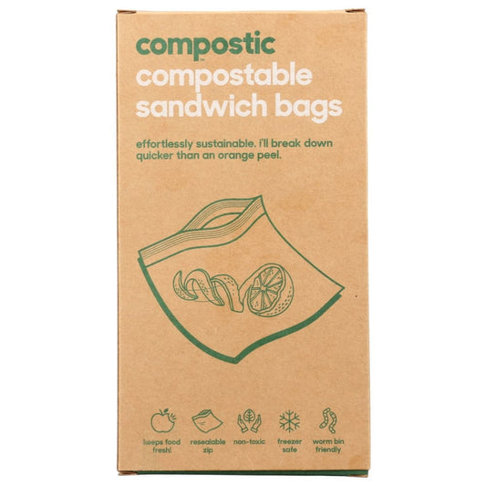 COMPOSTIC: Compostable Large Storage Bags 10 ea (Pack of 4) - General Merchandise > HOUSEHOLD PRODUCTS > FOOD STORAGE BAGS & WRAPS -