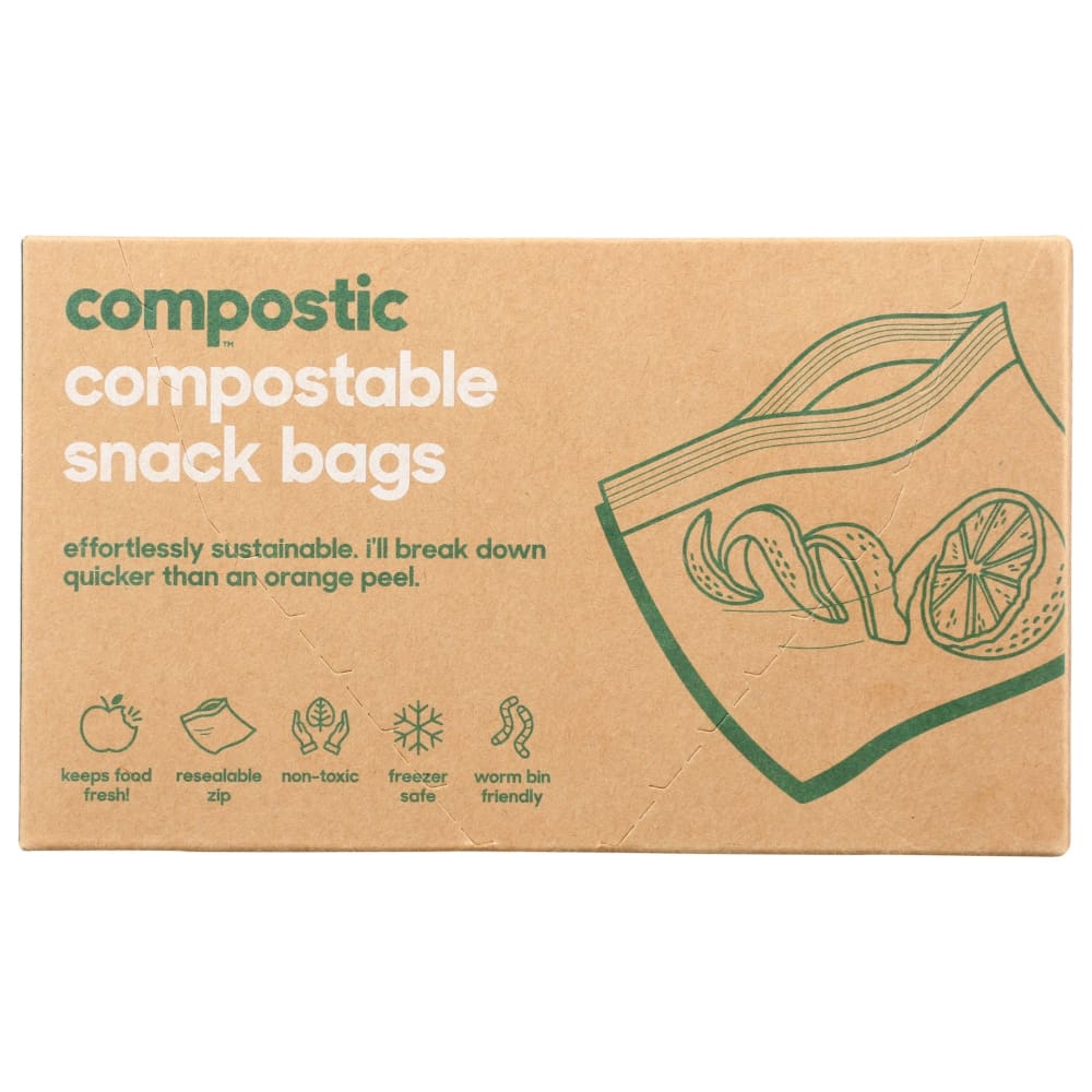 COMPOSTIC: Compostable Snack Bags 25 ea - General Merchandise > HOUSEHOLD PRODUCTS > FOOD STORAGE BAGS & WRAPS - COMPOSTIC