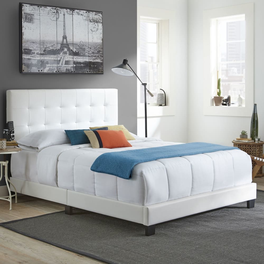 Contour Rest Contour Rest Michal Queen Size Simulated Leather Platform Bed Frame - White - Home/Home/Big Home Savings/Furniture Savings/ -