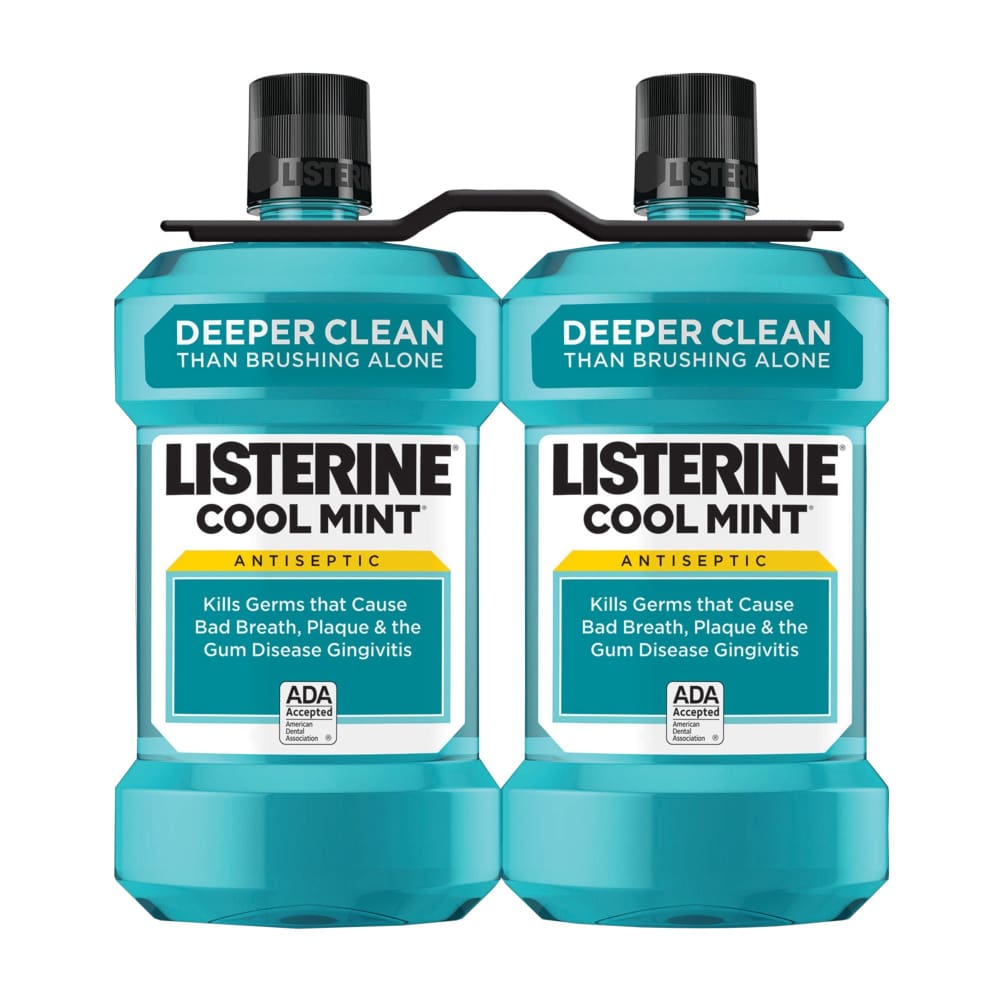 Cool Mint Listerine Antiseptic Mouthwash Oral Care and Breath Freshener 2pk./1.5L - Listerine