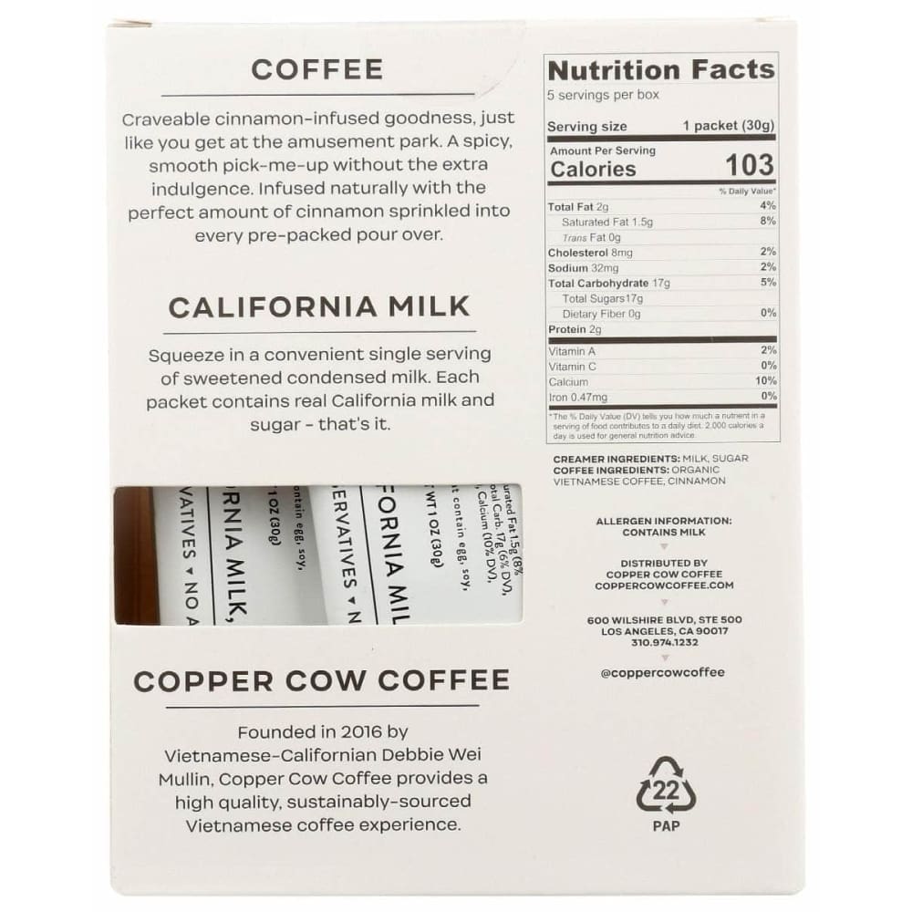COPPER COW COFFEE Grocery > Beverages > Coffee, Tea & Hot Cocoa COPPER COW COFFEE Latte Kit Churro 5Pk, 7.4 oz