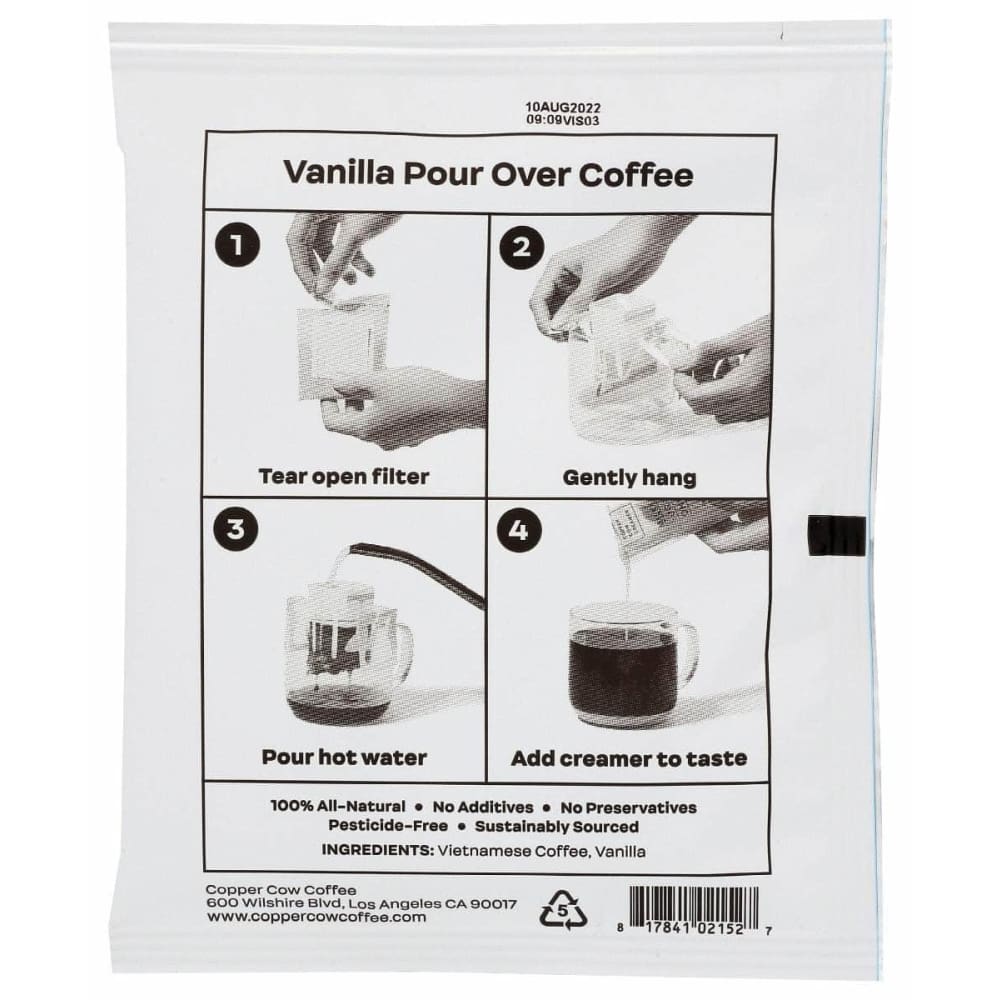 COPPER COW COFFEE Grocery > Beverages > Coffee, Tea & Hot Cocoa COPPER COW COFFEE Coffee Pourover Vanilla, 7.4 oz