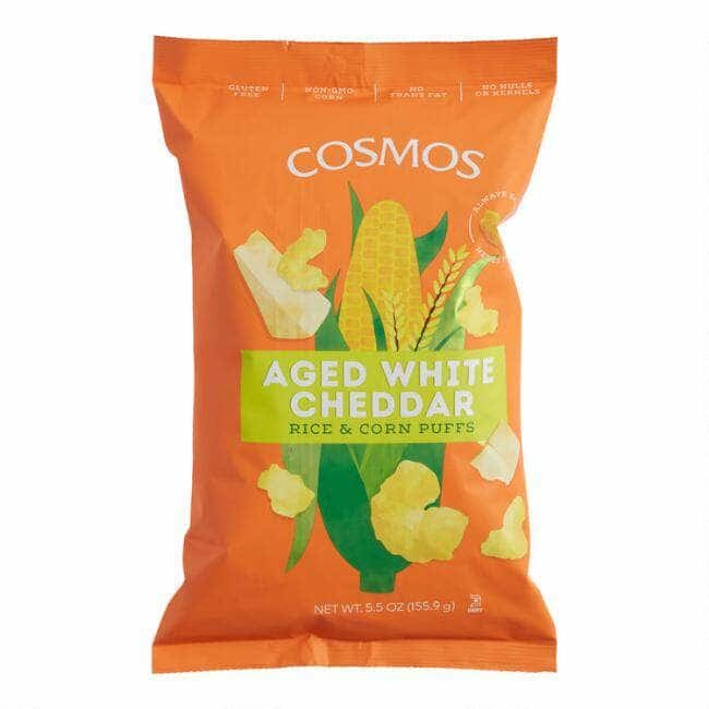COSMOS CREATIONS Grocery > Snacks > Chips > Puffed Snacks COSMOS CREATIONS: Aged White Cheddar Rice and Corn Puffs, 5.5 oz