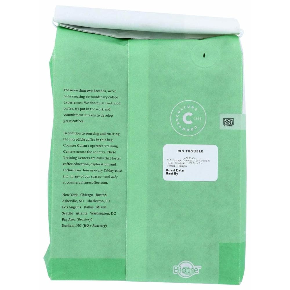 COUNTER CULTURE Grocery > Beverages > Coffee, Tea & Hot Cocoa COUNTER CULTURE: Big Trouble Whole Bean Coffee, 24 oz