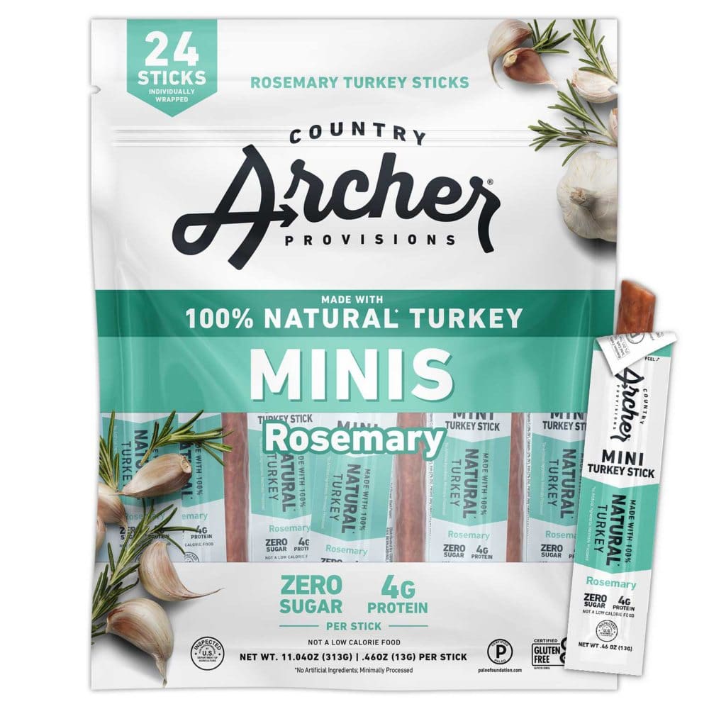 Country Archer Mini Rosemary Turkey Sticks (0.46 oz. 24 pk.) - New Items - ShelHealth