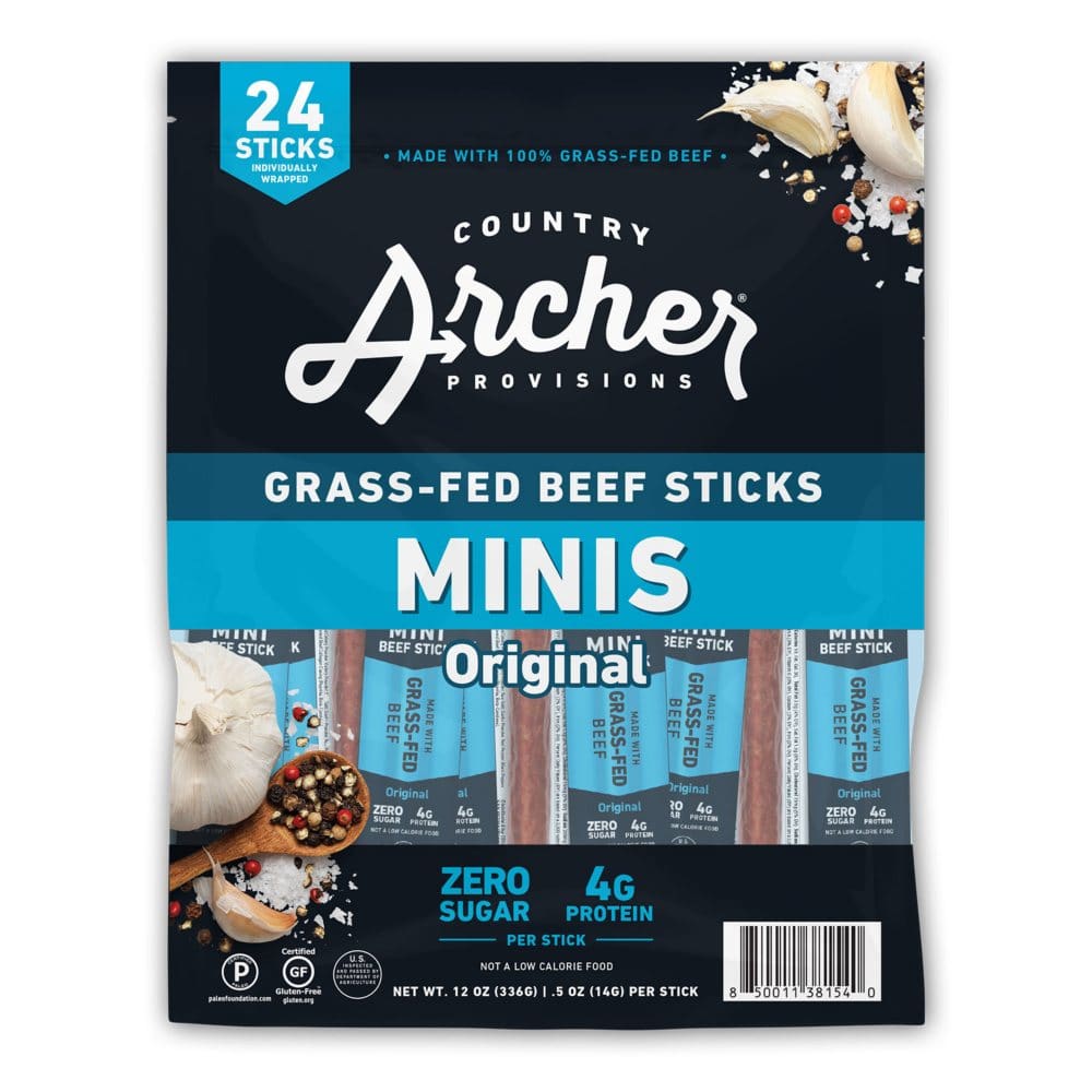 Country Archer Original Mini Beef Sticks (0.5 oz 24 ct.) - Jerky & Meat Snacks - ShelHealth