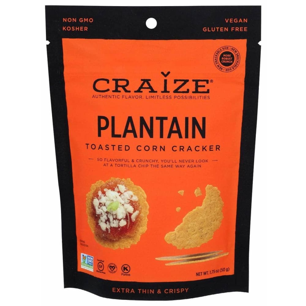 CRAIZE Grocery > Snacks > Crackers CRAIZE: Plantain Toasted Corn Crackers, 1.75 oz
