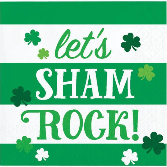 CREATIVE CONVERTING CREATIVE CONVERTING Lets Shamrock Beverage Napkin, 16 ea