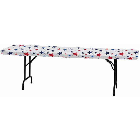 CREATIVE CONVERTING CREATIVE CONVERTING Patriotic Star Stay Put Plastic Tablecloth, 1 ea