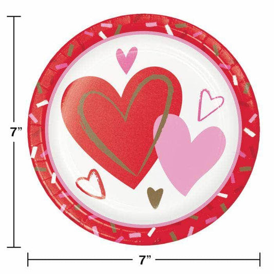 CREATIVE CONVERTING CREATIVE CONVERTING Sprinkled Hearts Luncheon Plate, 8 ea