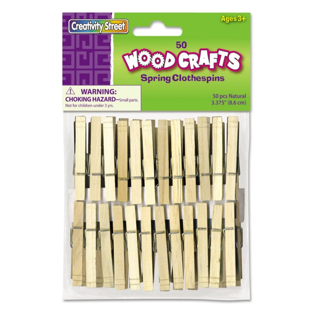 Creativity Street Wood Spring Clothespins Natural 3.38 Length 50 pk. - Crafting - Creativity