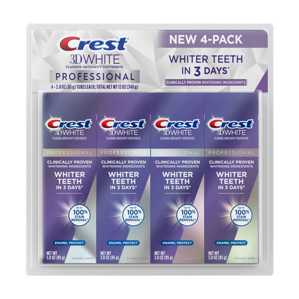 Crest Crest 3D White Professional Enamel Protect Toothpaste 4 pk./3.0 oz. - Home/Health & Beauty/Personal Care/Oral Care/Toothpaste/ - Crest