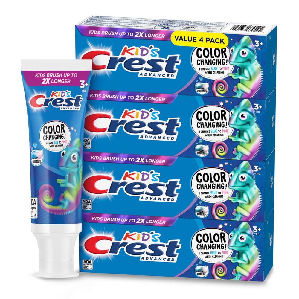Crest Advanced Kid’s Color Changing Fluoride Toothpaste Bubblegum Flavor (4.2 oz. 4 pk.) - Oral Care - Crest