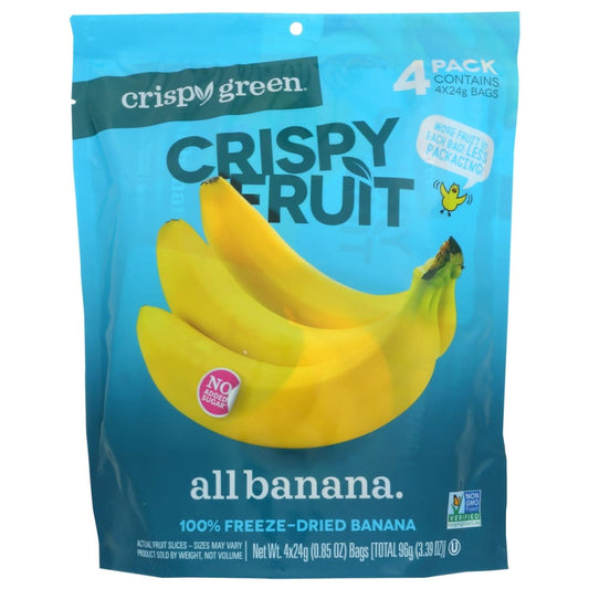 CRISPY GREEN: Banana Dried 3.39 OZ (Pack of 3) - Fruit Snacks - CRISPY GREEN