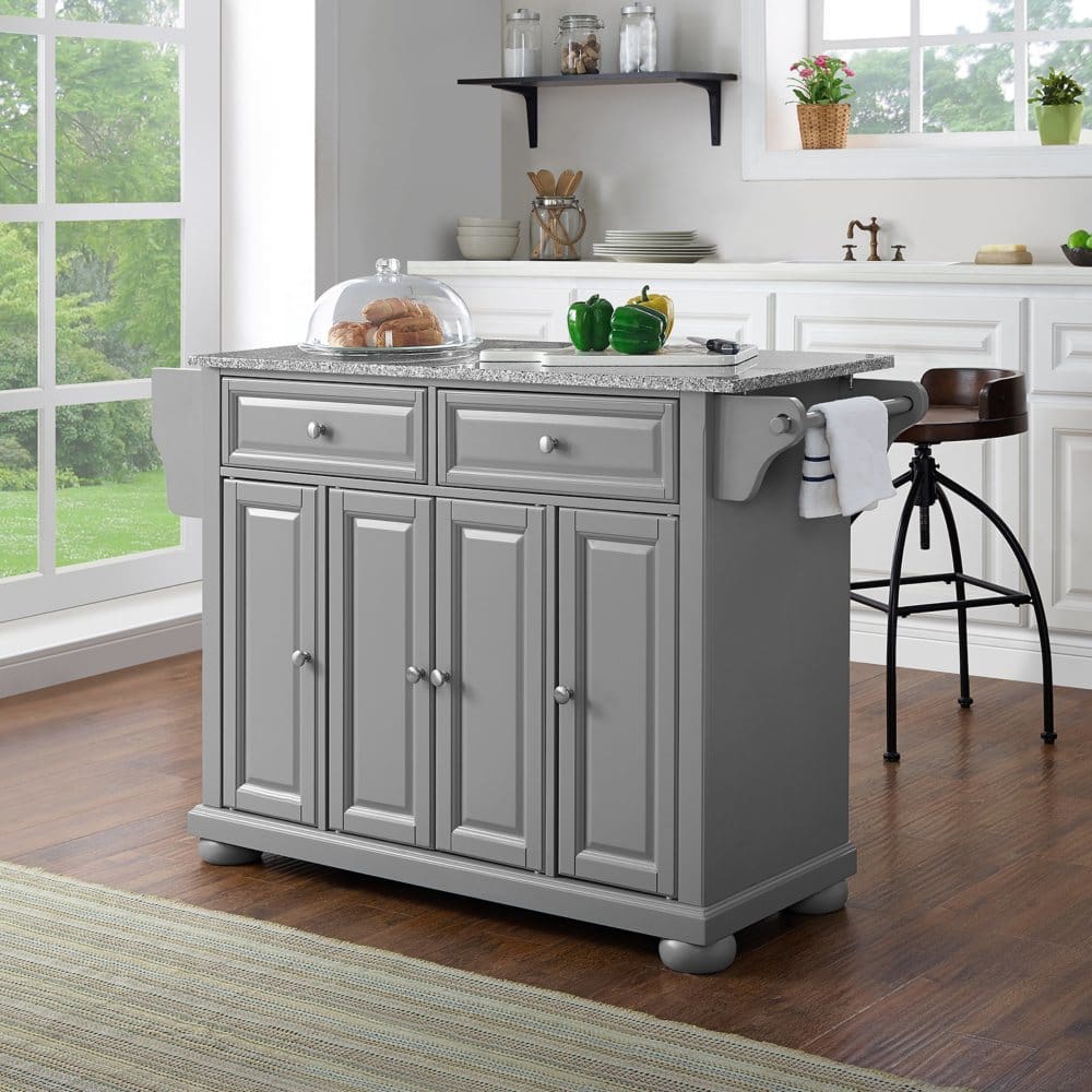Crosley Furniture Alexandria Granite Top Full Size Kitchen Island/Cart Gray - Furniture - Crosley