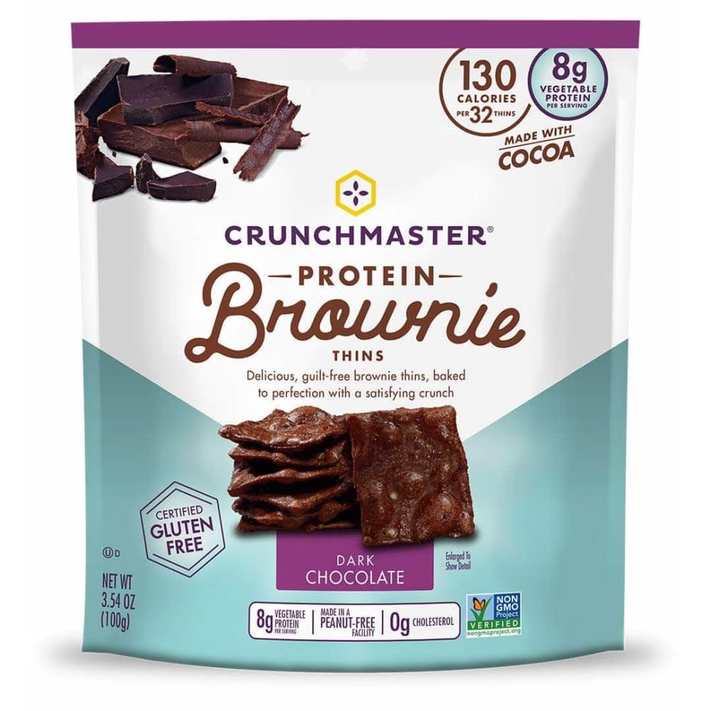 CRUNCHMASTER Grocery > Snacks > Chips > Snacks Other CRUNCHMASTER: Brownie Thin Dark Choc, 3.54 oz