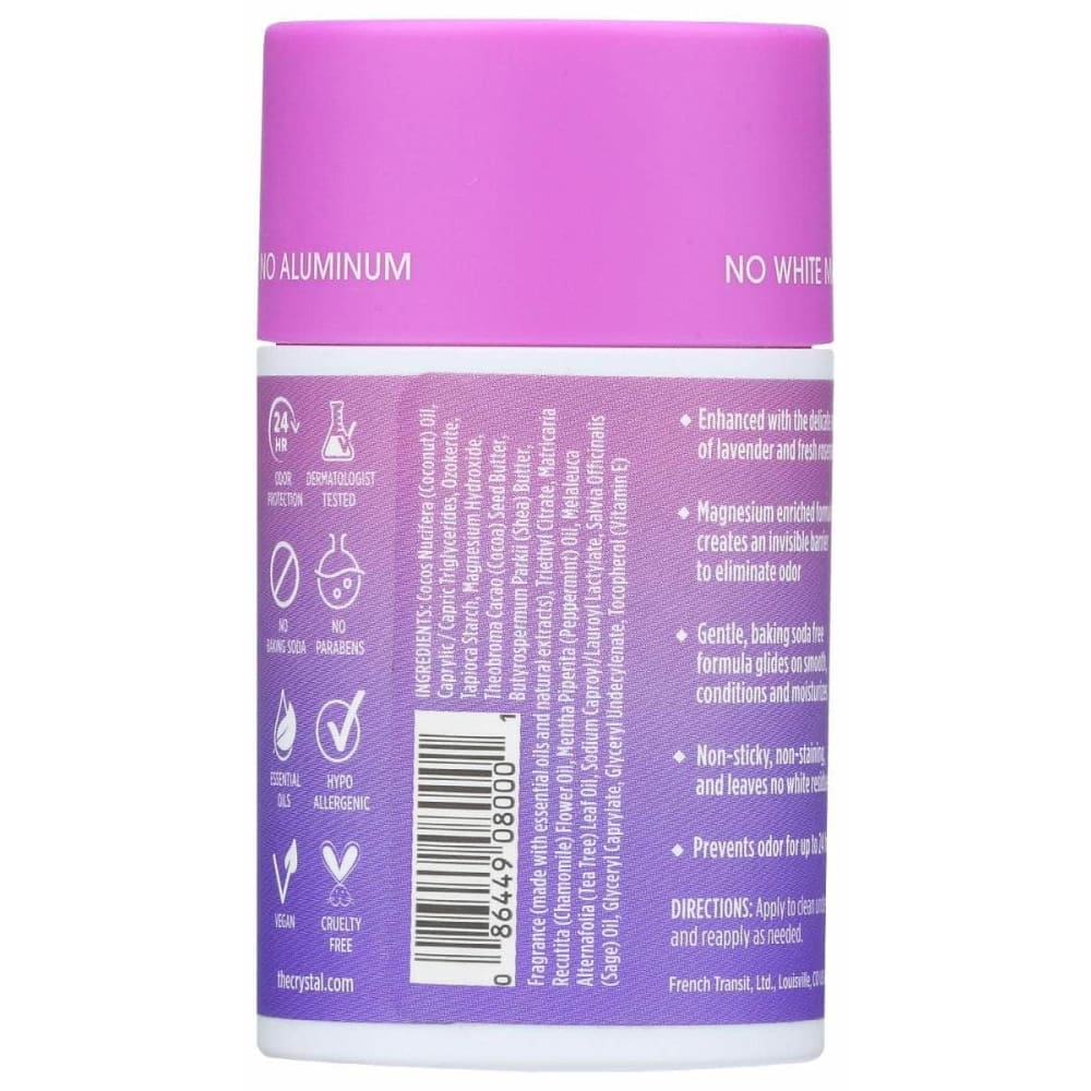 CRYSTAL BODY DEODORANT Beauty & Body Care > Deodorants & Antiperspirants CRYSTAL BODY DEODORANT: Magnesium Enriched Deodorant Lavender Plus Rosemary, 2.5 oz