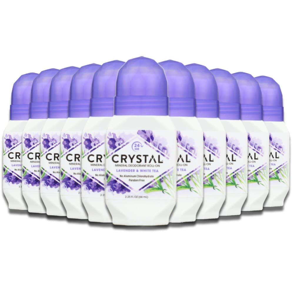 Crystal Mineral Deodorant Roll On Lavender & White Tea 2.25 oz - 12 Pack - Deodorant & Anti-Perspirant - Crystal