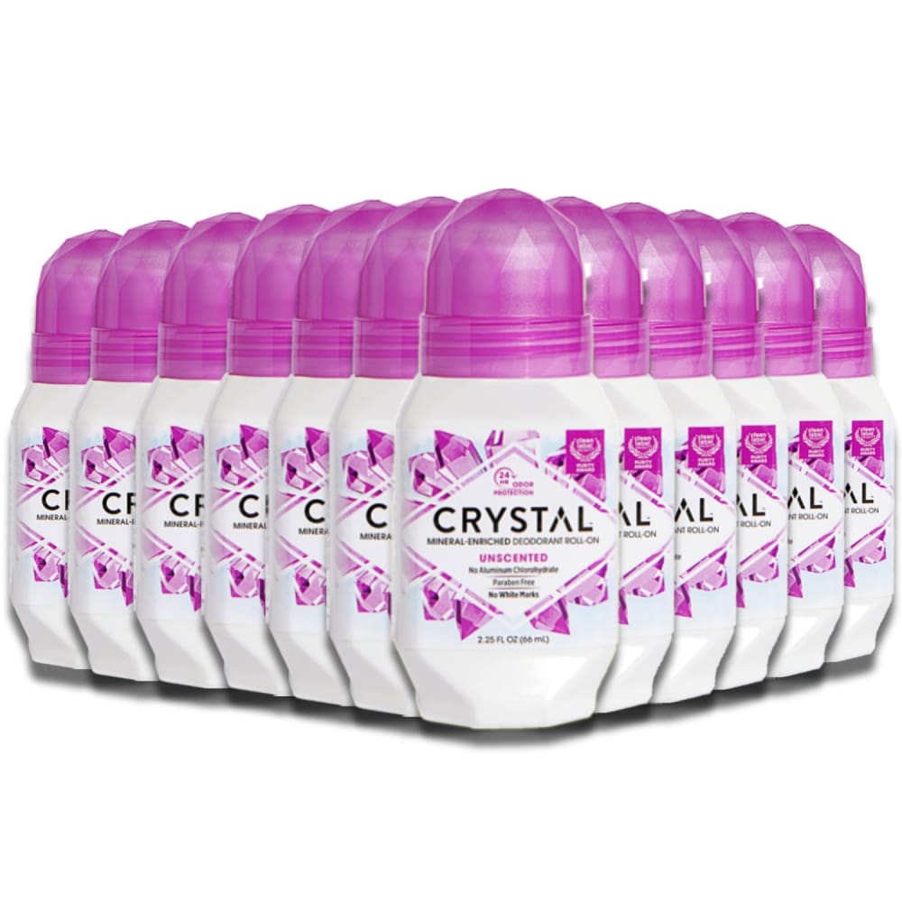 Crystal Mineral Deodorant Roll On Unscented 2.25 oz - 12 Pack - Deodorant & Anti-Perspirant - Crystal