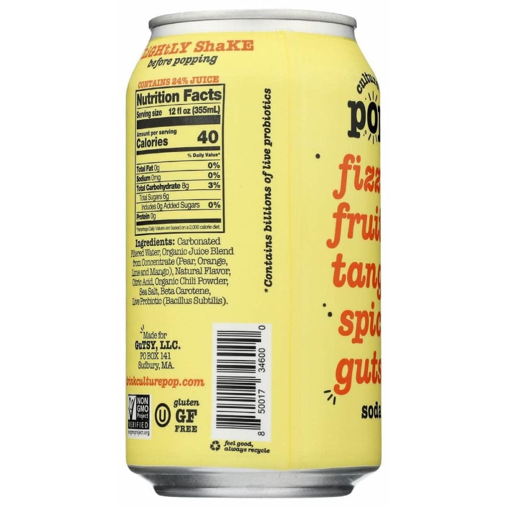 Culture Pop Grocery > Beverages > Sodas CULTURE POP: Orange Mango Chili & Lime Probiotic Soda, 12 fo