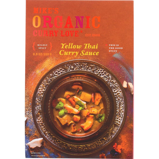 CURRY LOVE: Sauce Yellow Thai Curry Organic 8.8 oz (Pack of 4) - Grocery > Meal Ingredients > WATER BOTTLES - MIKES ORGANIC CURRY LOVE