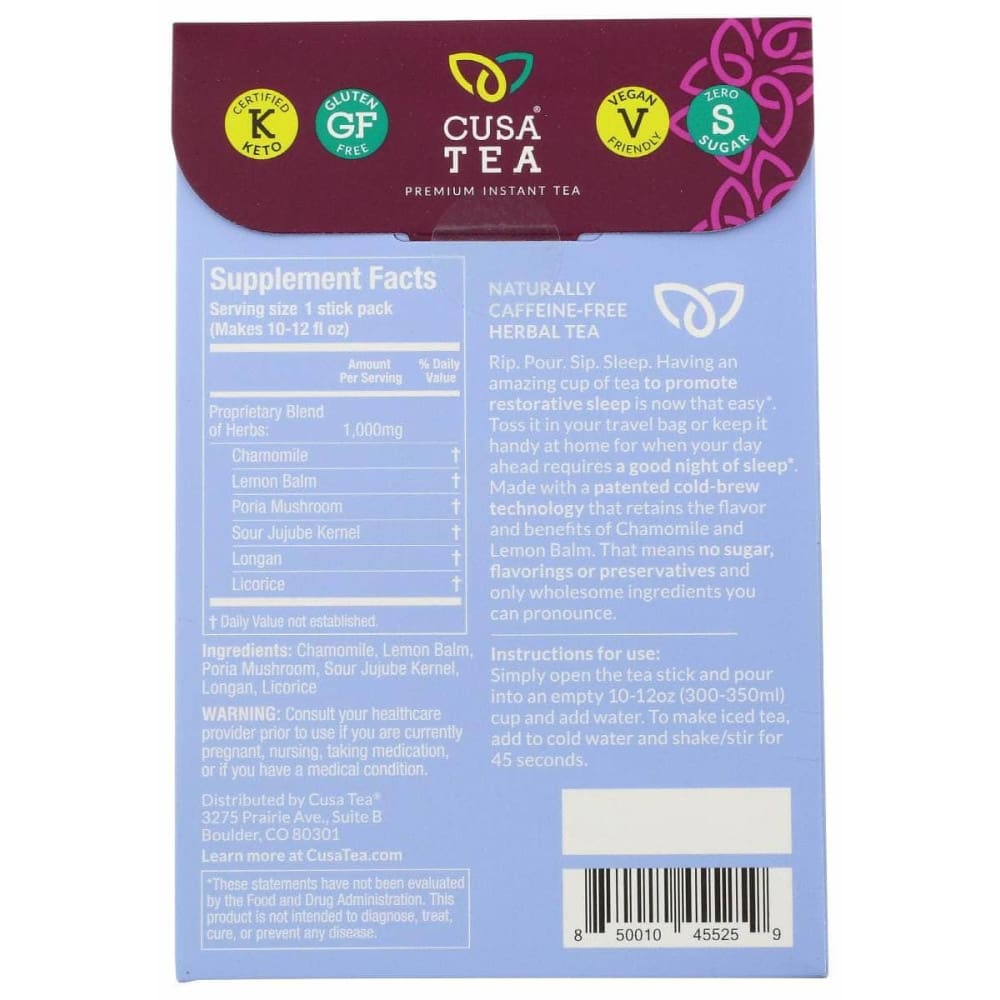 CUSA TEA Grocery > Beverages > Coffee, Tea & Hot Cocoa CUSA TEA: Deep Doze Herbal Tea, 10 ea