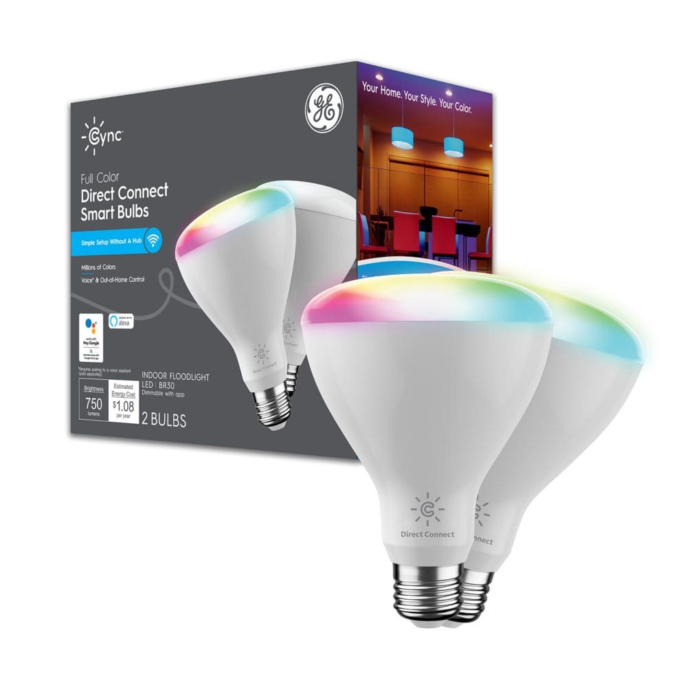 CYNC Full Color Direct Connect Smart Indoor Flood Bulbs LED BR30 (2 pk.(- Smart Lighting - CYNC