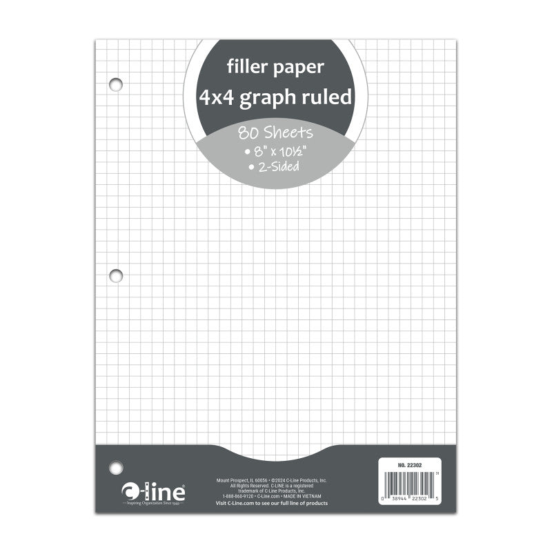 Filler Paper Graph Ruled 4X4 80/Pk (Pack of 12)